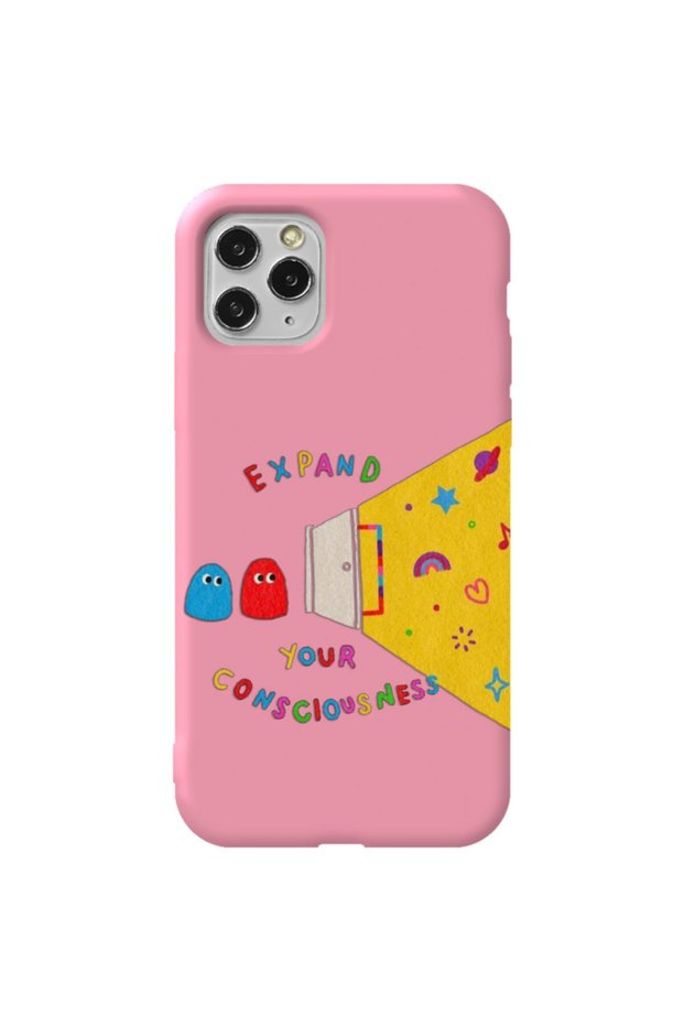 iPhone 11 Pro Max Pink Color Expand Velvet Patterned Silicone Phone Case