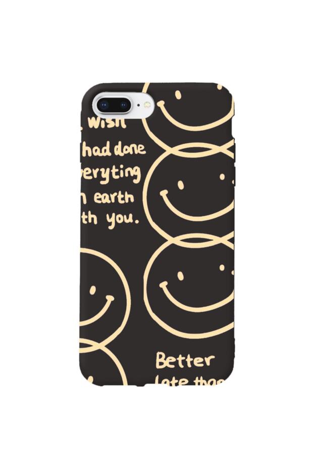 iPhone 7 Plus Black Color Better Late Than Velvet Patterned Silicone Phone Case