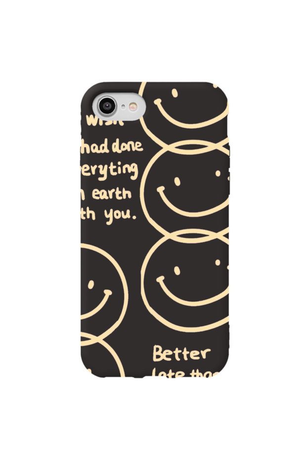 iPhone Se 2020 Black Color Better Late Than Velvet Patterned Silicone Phone Case