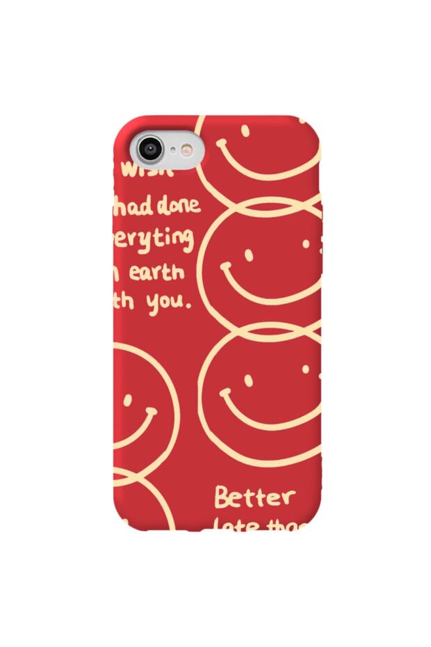 iPhone 7 Red Color Better Late Than Velvet Patterned Silicone Phone Case