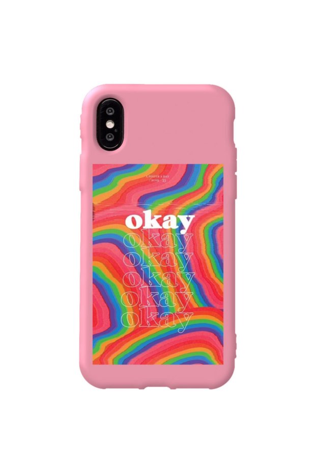 iPhone XS Pink Color Arrow Inside Velvet Patterned Silicone Phone Case