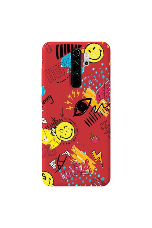 Xiaomi Redmi Note 8 Pro Red Color Hope Velvet Patterned Silicone Phone Case