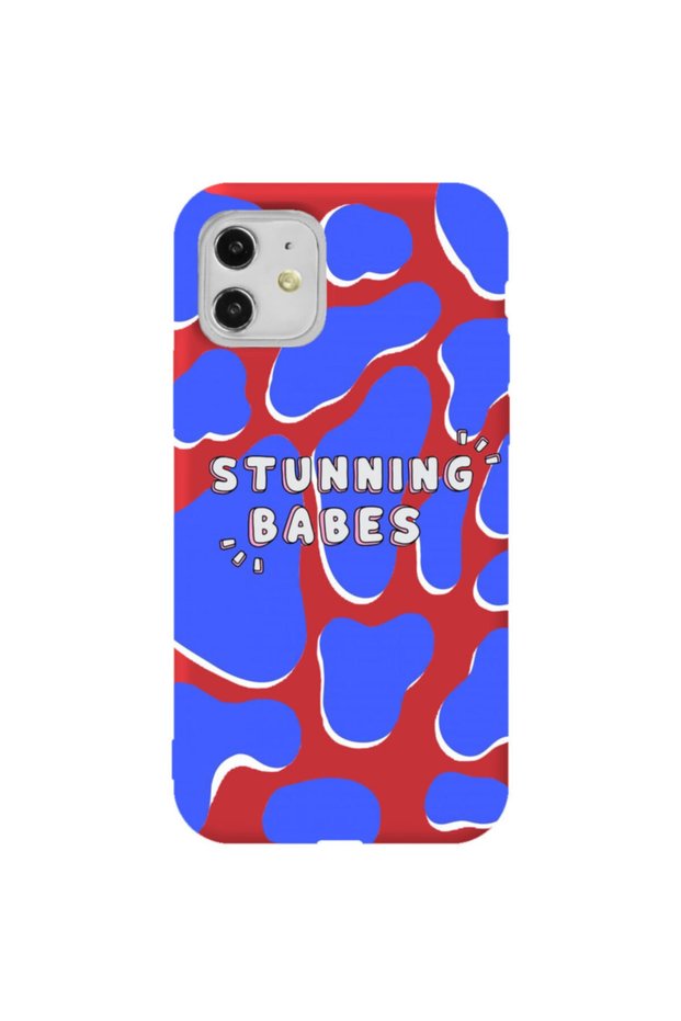 iPhone 11 Red Color Stunning Babes Velvet Patterned Silicone Phone Case