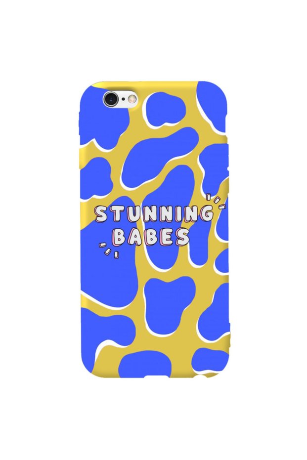 iPhone 6 Plus Yellow Color Stunning Babes Velvet Patterned Silicone Phone Case