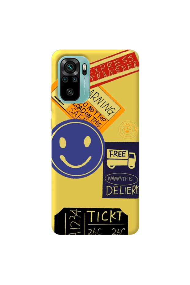 Xiaomi Redmi Note 10 Yellow Color Warning Velvet Patterned Silicone Phone Case