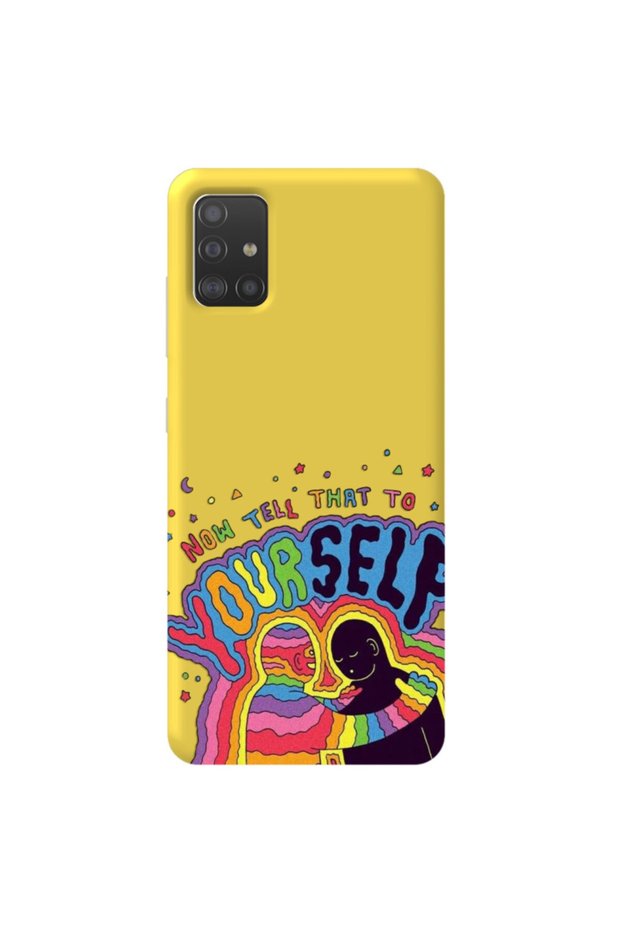 Samsung A51 Yellow Color Yourself Velvet Patterned Silicone Phone Case