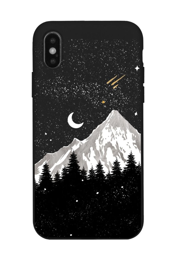 حافظة هاتف إطلاق سوداء متوافقة مع هاتف Iphone Xs Max مع تصميم ليلي أسود
