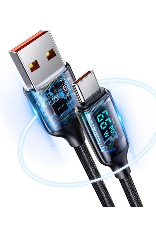 Us-sj544 Dijital Göstergeli,çipli,örgülü,1.2m Pd 66w Usb To Type-c Hızlı Şarj Ve Data Kablosu - 3
