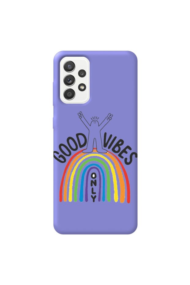 Samsung Galax A72 Lilac Color Good Vibes Velvet Patterned Silicone Phone Case