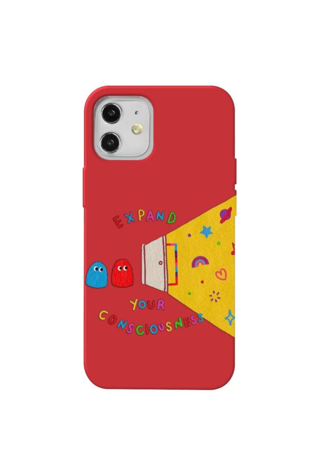 iPhone 12 Red Color Expand Velvet Patterned Silicone Phone Case