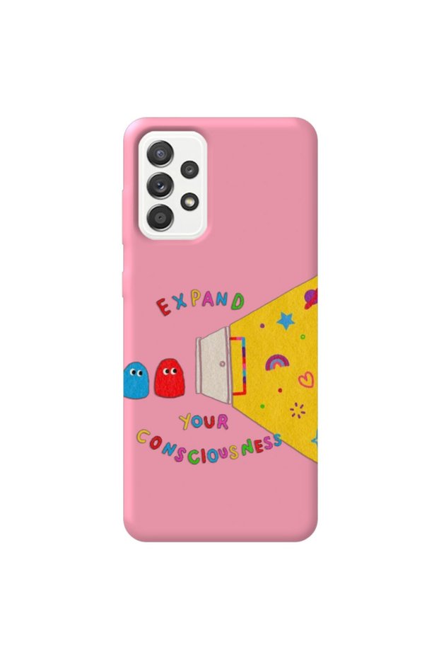 Samsung Galax A72 Pink Color Expand Velvet Patterned Silicone Phone Case