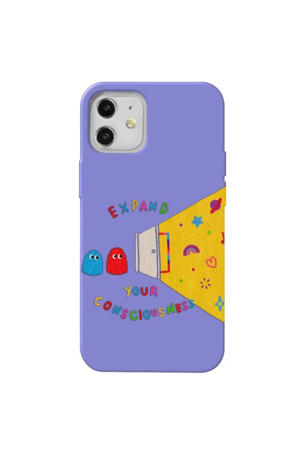iPhone 12 Lilac Color Expand Velvet Patterned Silicone Phone Case