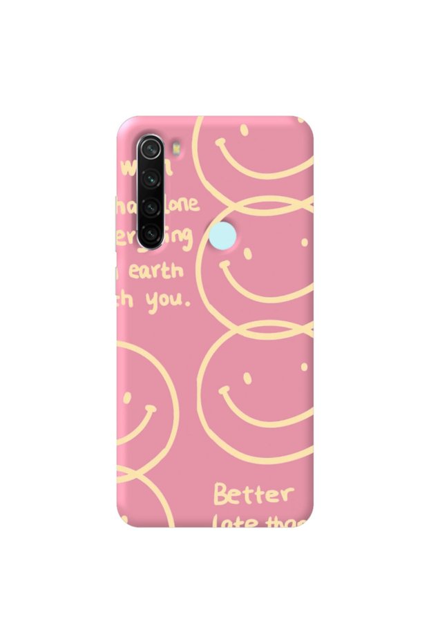 Xiaomi Redmi Note 8 Pink Color Better Late Than Velvet Patterned Silicone Phone Case
