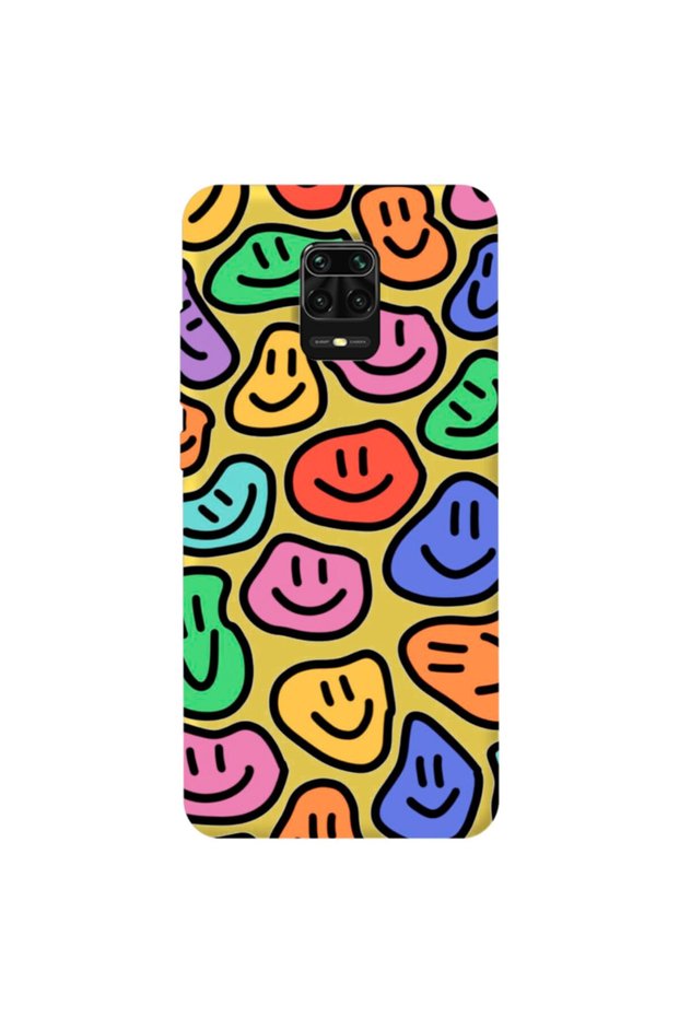 Xiaomi Redmi Note 9 Pro Yellow Color Smile Pattern Velvet Patterned Silicone Phone Case