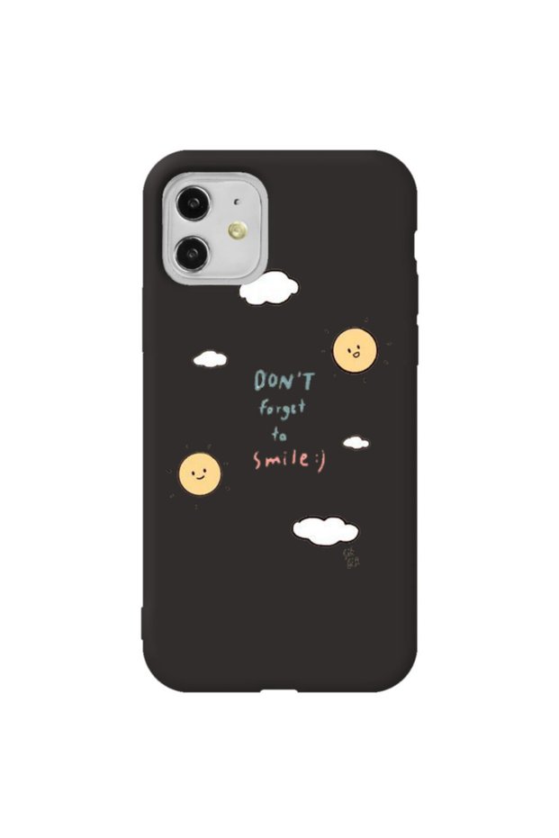 iPhone 11 Black Color Don'T Forget to Velvet Patterned Silicone Phone Case