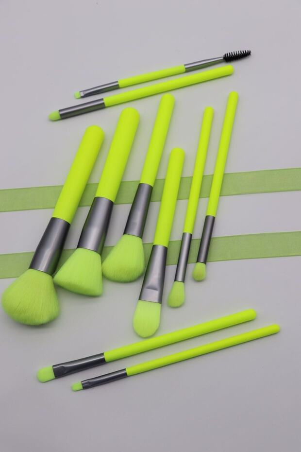 Neon Makeup Brush Set 10 Pieces - 1