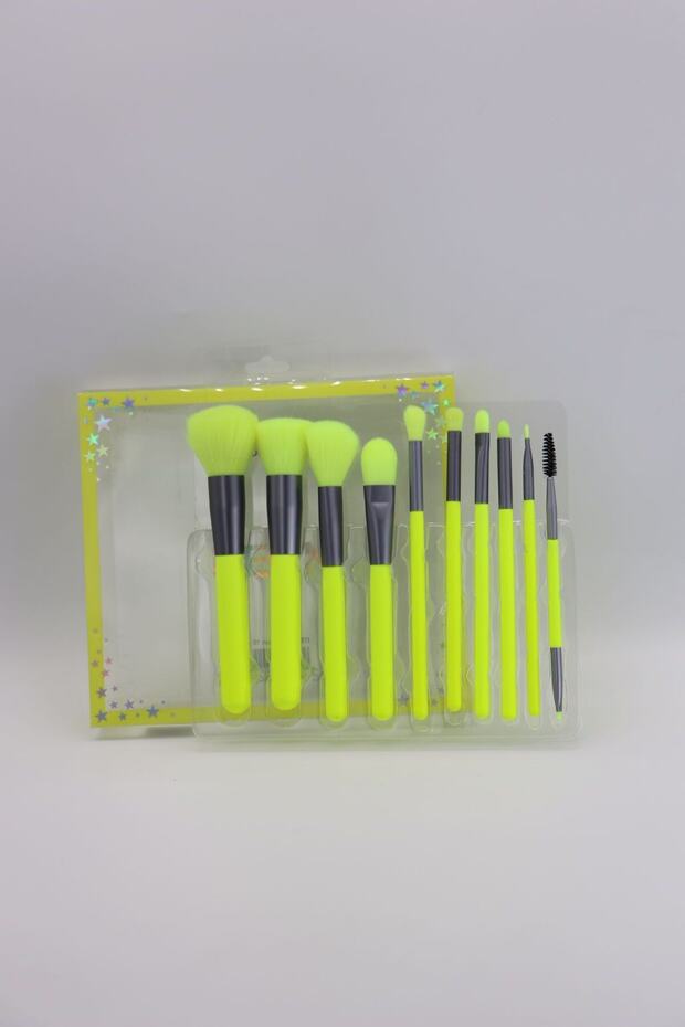 Neon Makeup Brush Set 10 Pieces - 3