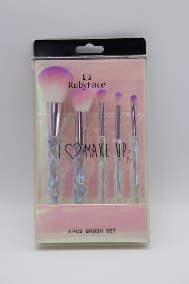 5-Piece Crystal Makeup Brush Set (white) - 2