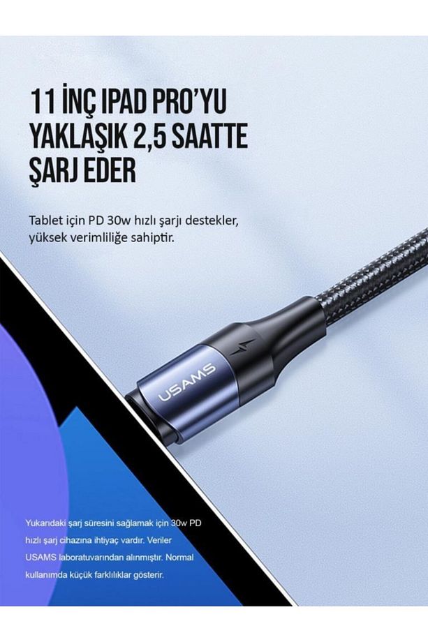 Us-sj524 Örgülü 1.2m Type-c To Type-c 100w Pd Hızlı Şarj Ve Data Kablosu - 6