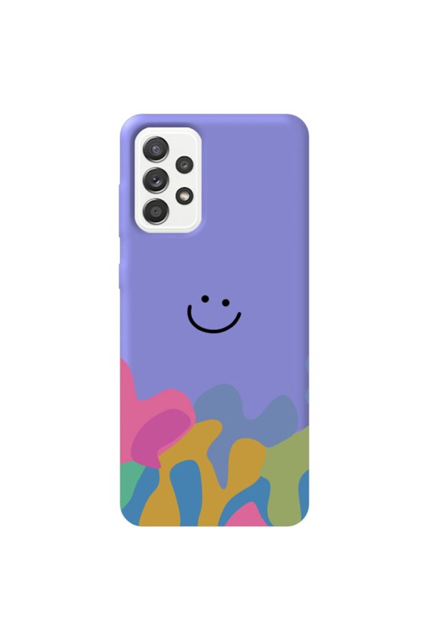 Samsung Galaxy A52 Lilac Color Pattern Smiley Velvet Patterned Silicone Phone Case