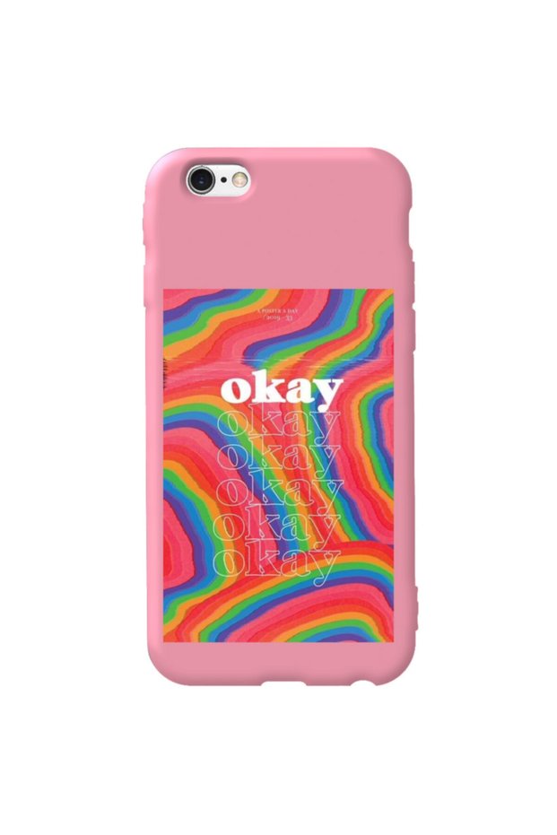 iPhone 6S Pink Color Arrow Inside Velvet Patterned Silicone Phone Case