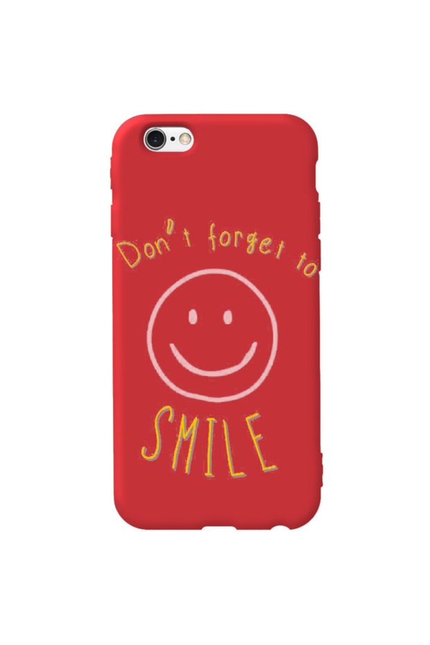 iPhone 6S Red Color Smile Velvet Patterned Silicone Phone Case