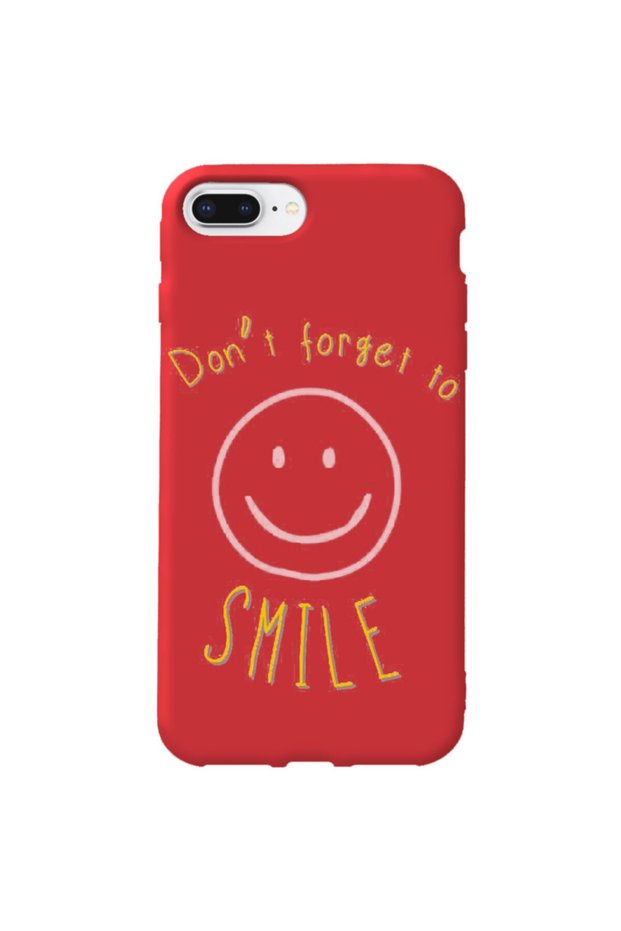iPhone 7 Plus Red Color Smile Velvet Patterned Silicone Phone Case