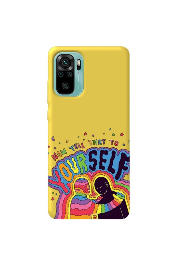 Xiaomi Redmi Note 10 Yellow Color Yourself Velvet Patterned Silicone Phone Case