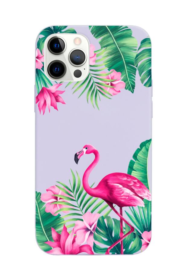 iPhone 13 Pro Max Compatible Tropical Flamingo Design Lilac Launch Phone Case