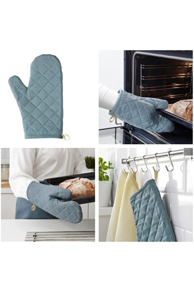 Sandviva Oven Gloves Cotton-Linen Mix Sky Blue
