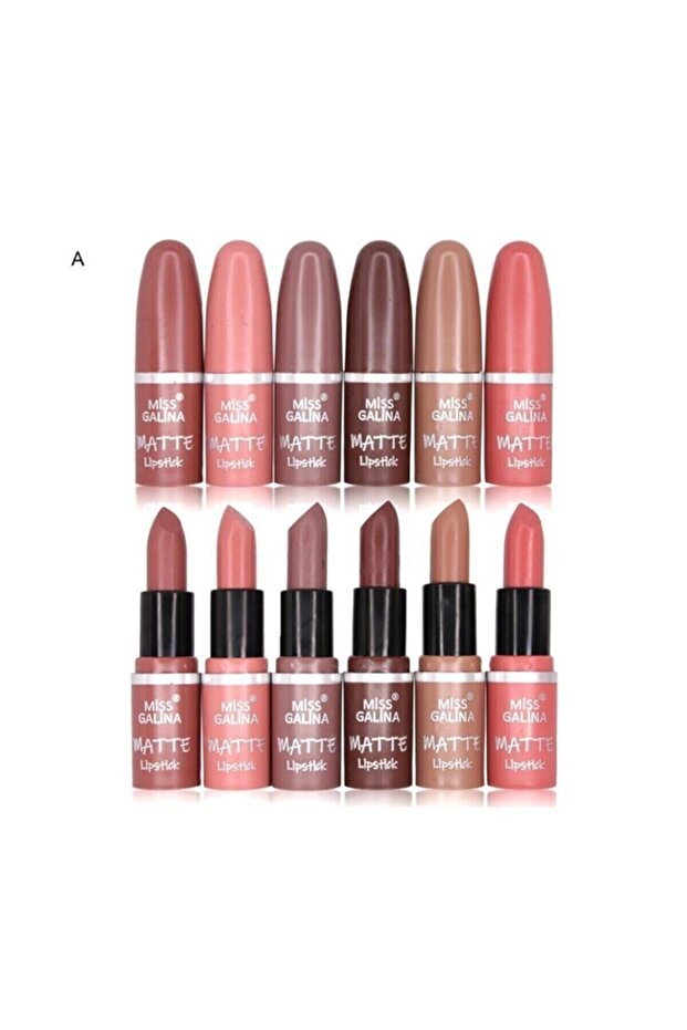 مجموعة أحمر شفاه غير لامع مكونة من 6 قطع