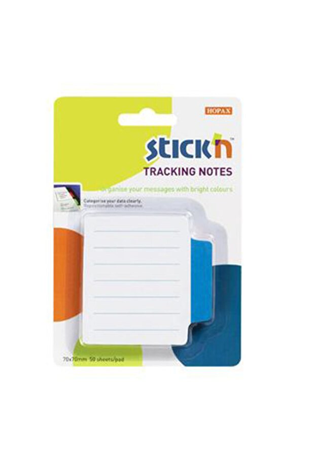 Hopax Stickn 21485 Adhesive Note Paper Striped Sep. 50 Sheets 70x70 Mm White Blue