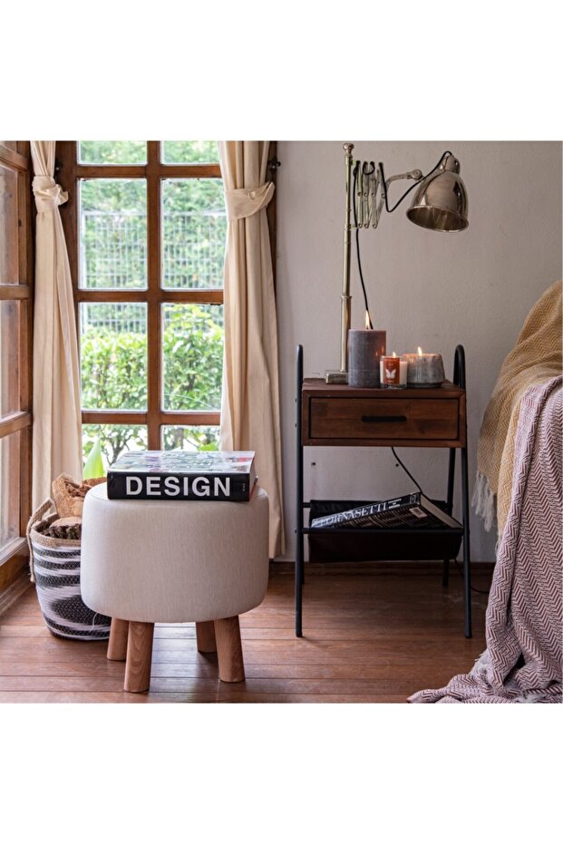 Silindir Puf - Krem - 2