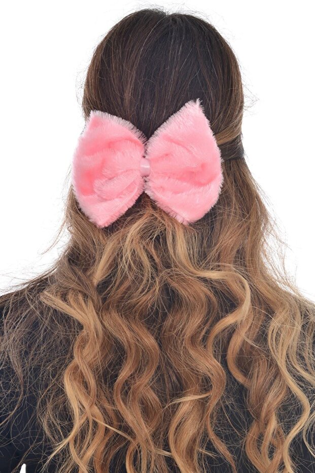 Hahai Women's Clip-on Automatic Plush Bow Buckle