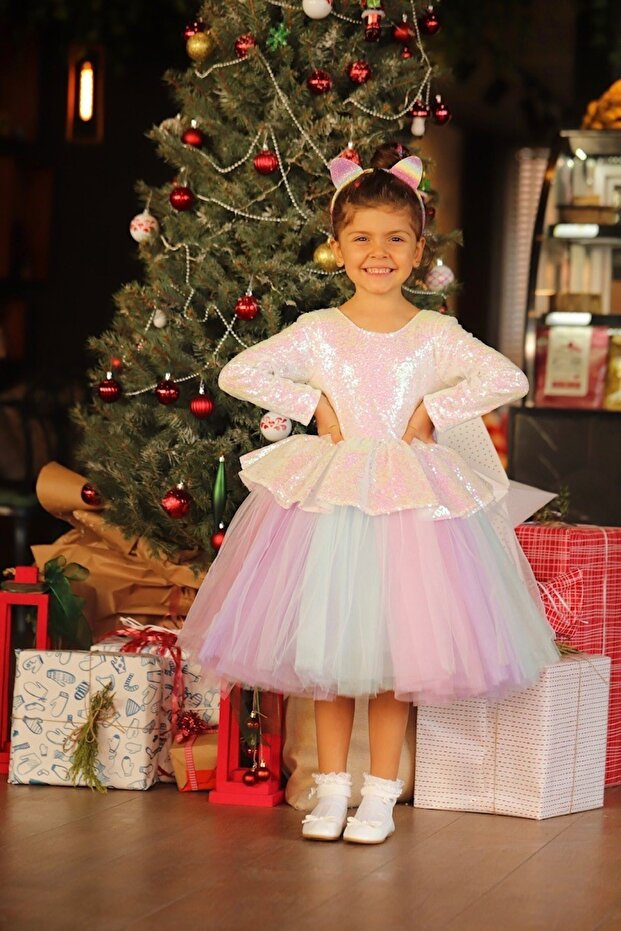 Girl's White Sequin Dress