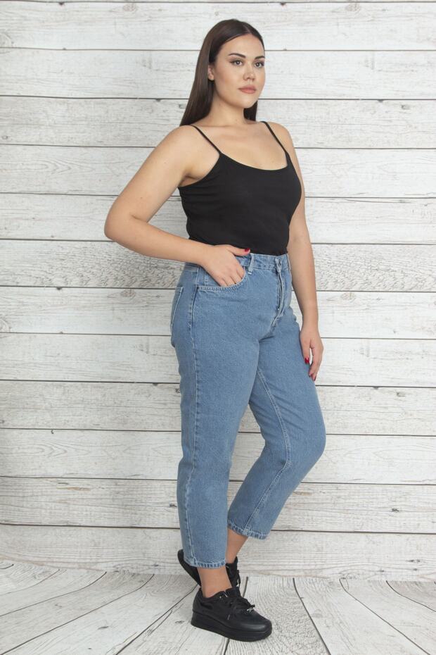 Women's Large Size Blue 5 Pocket Ankle Length Jeans 65n20358