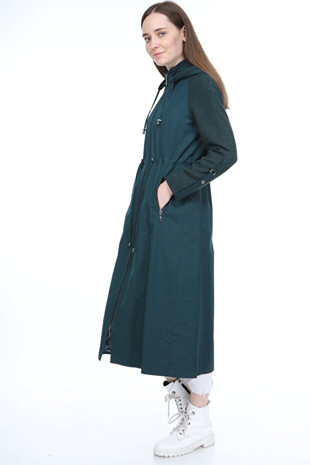 Kadın Yeşil Kapitone Kaban - 4