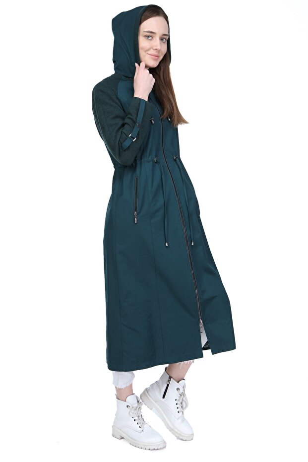 Kadın Yeşil Kapitone Kaban - 5