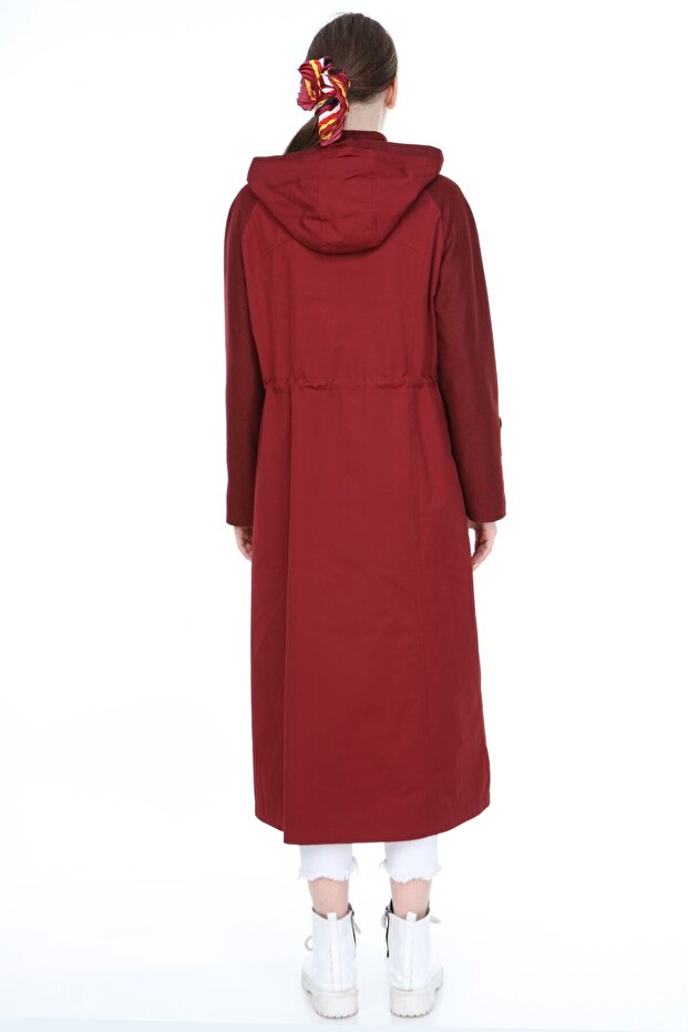 Kadın Kırmızı Kapitone Kaban - 6