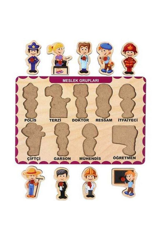4 Adet Ahşap Tutmalı Eğitici Yapboz Puzzle Seti-8 - 4
