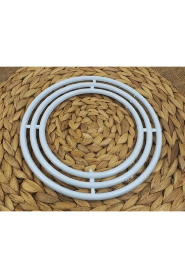 White 3-Piece Plastic Macrame Hoop - 2