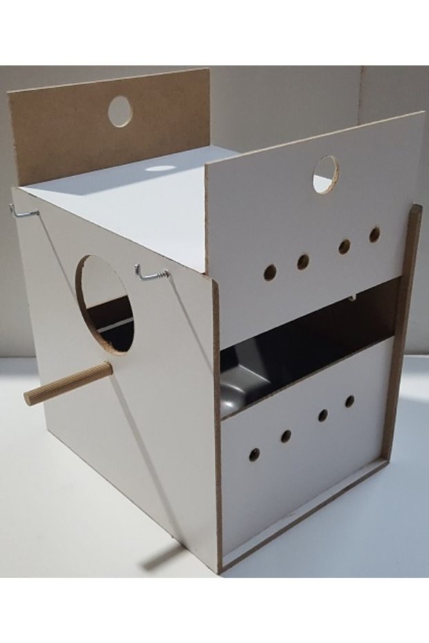 Budgie Slot-Double Sliding - Plastic Folluk - Wooden MDF Slot - 19 Cm X 22 Cm + 22 Cm (height)