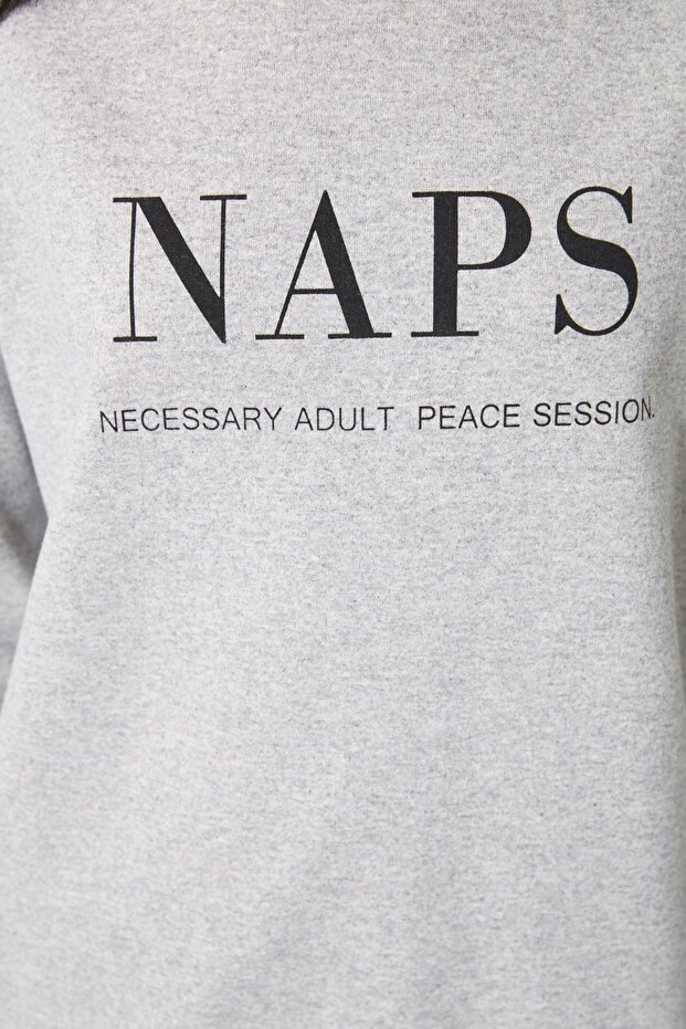 Antracytowy zestaw T-shirt-Jogger z napisem i piżamą z dzianiny THMAW21PT0497 - 14