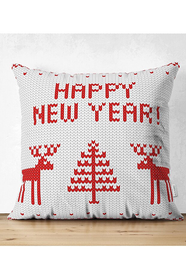 Happy New Year Themed Digital Printed Decorative Pillow Cushion Cover