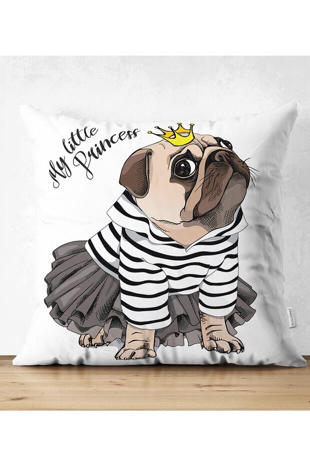 My Little Princess Crowned Dog Digital Printed Modern Double Sided Suede Pillow Throw Pillow Cover