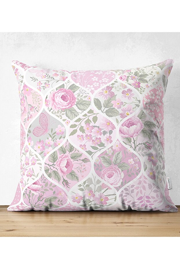 Powder Flowers Themed Double Sided Decorative Suede Pillow Throw Pillow Cover