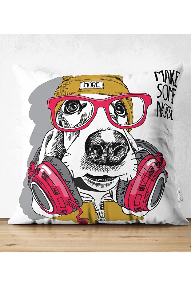 غطاء وسادة من الجلد المدبوغ ذو وجهين مطبوع رقميًا من Make Some Noise Dog