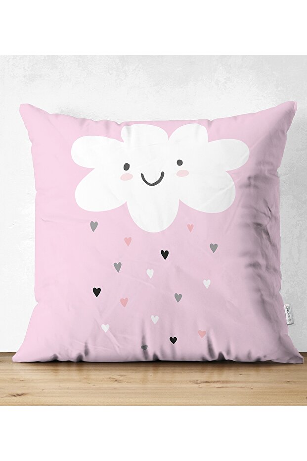 Double Sided Pink Floor-Lonely Cloud Children's Room Suede Pillow Throw Pillow Cover
