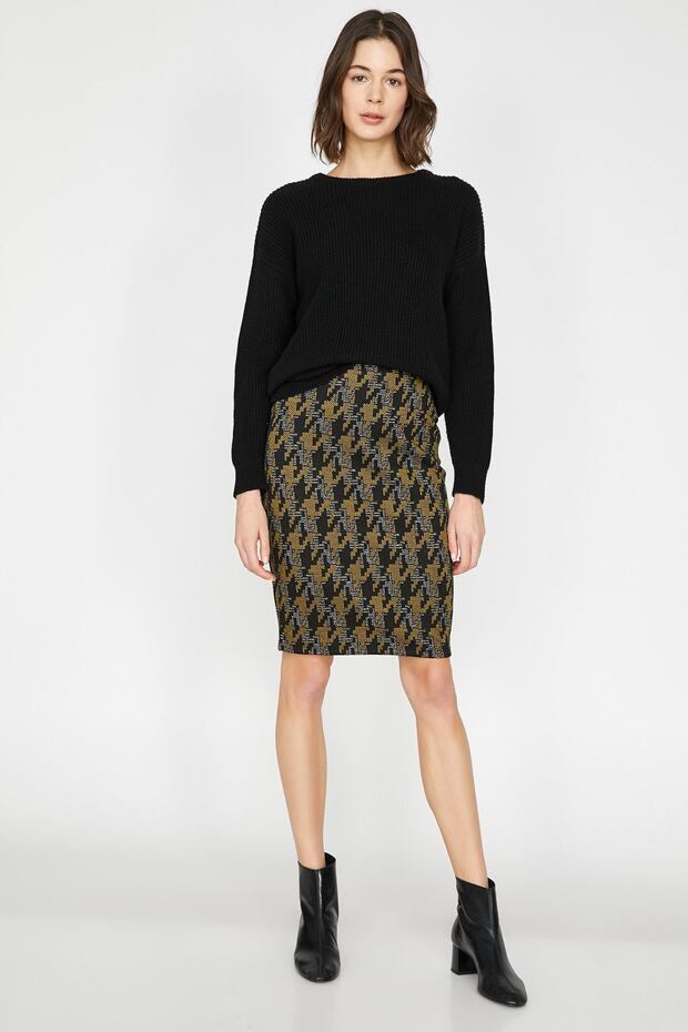 Women's Yellow Patterned Skirt 9KAK76694IK