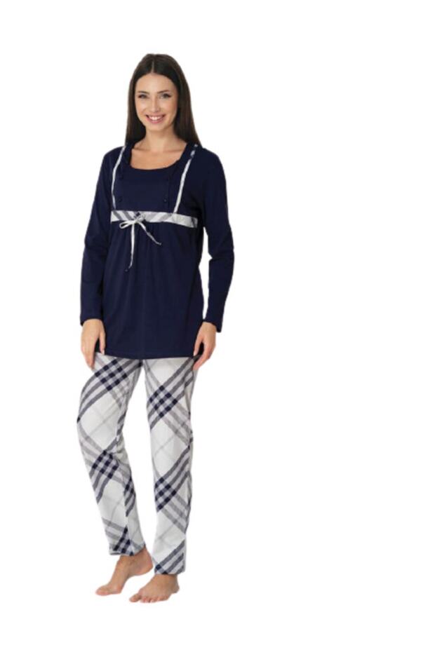 8082 Women's Bottom Top Navy Blue Color Maternity Maternity Set